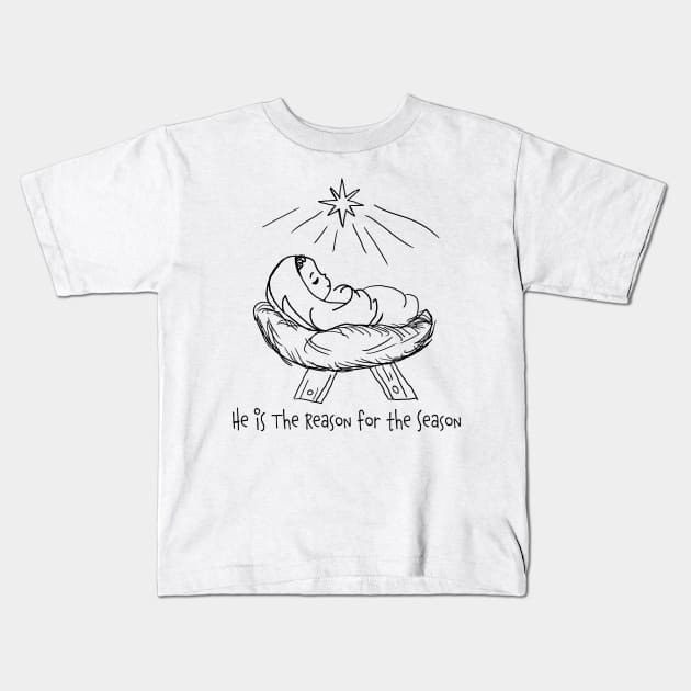 He is The Reason for the Season (for light backgrounds) Kids T-Shirt by Brasilia Catholic